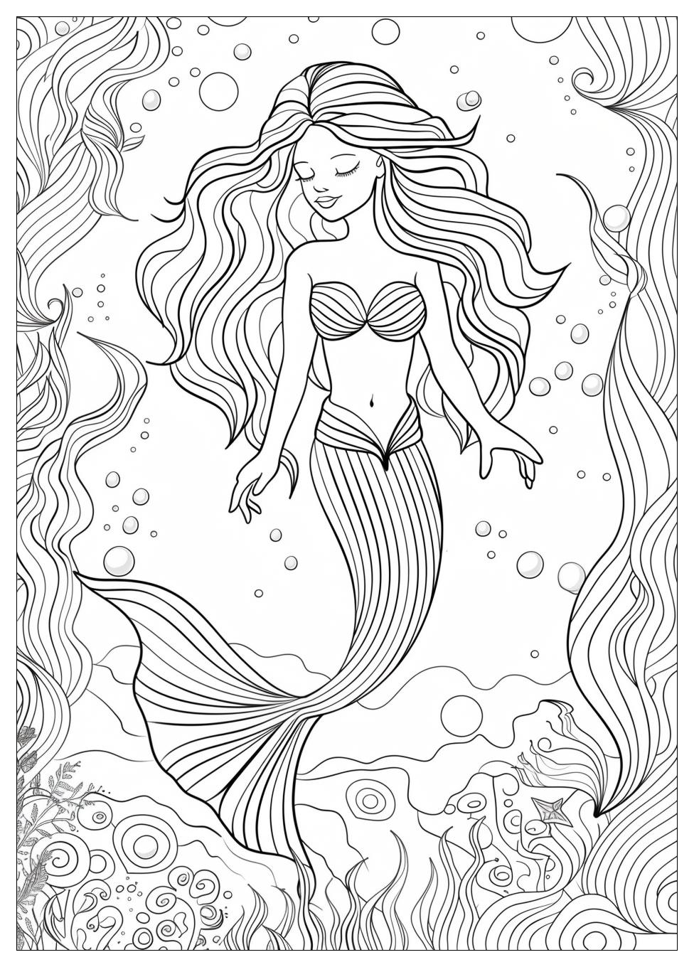 Beautiful Mermaid Coloring Pages-11