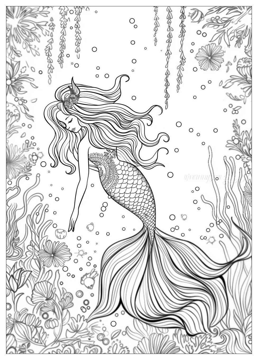 Beautiful Mermaid Coloring Pages-14