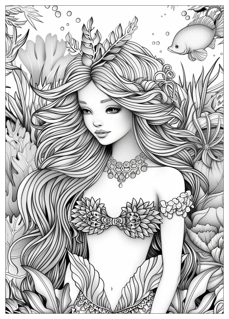 Beautiful Mermaid Coloring Pages-17