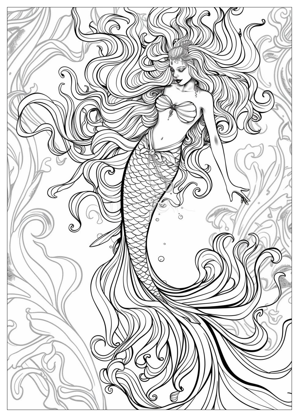 Beautiful Mermaid Coloring Pages-19