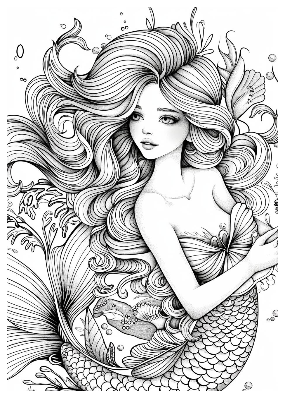 Beautiful Mermaid Coloring Pages-20