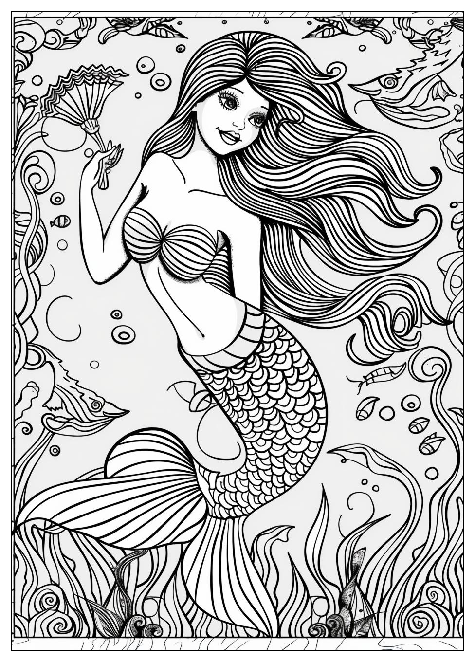 Beautiful Mermaid Coloring Pages-4