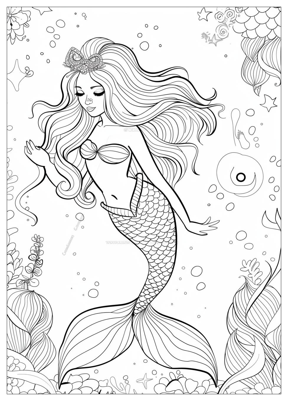 Beautiful Mermaid Coloring Pages-9