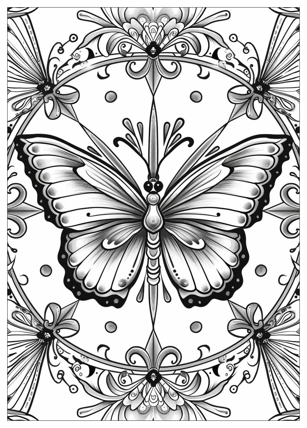 Butterfly Mandala Coloring Pages-1