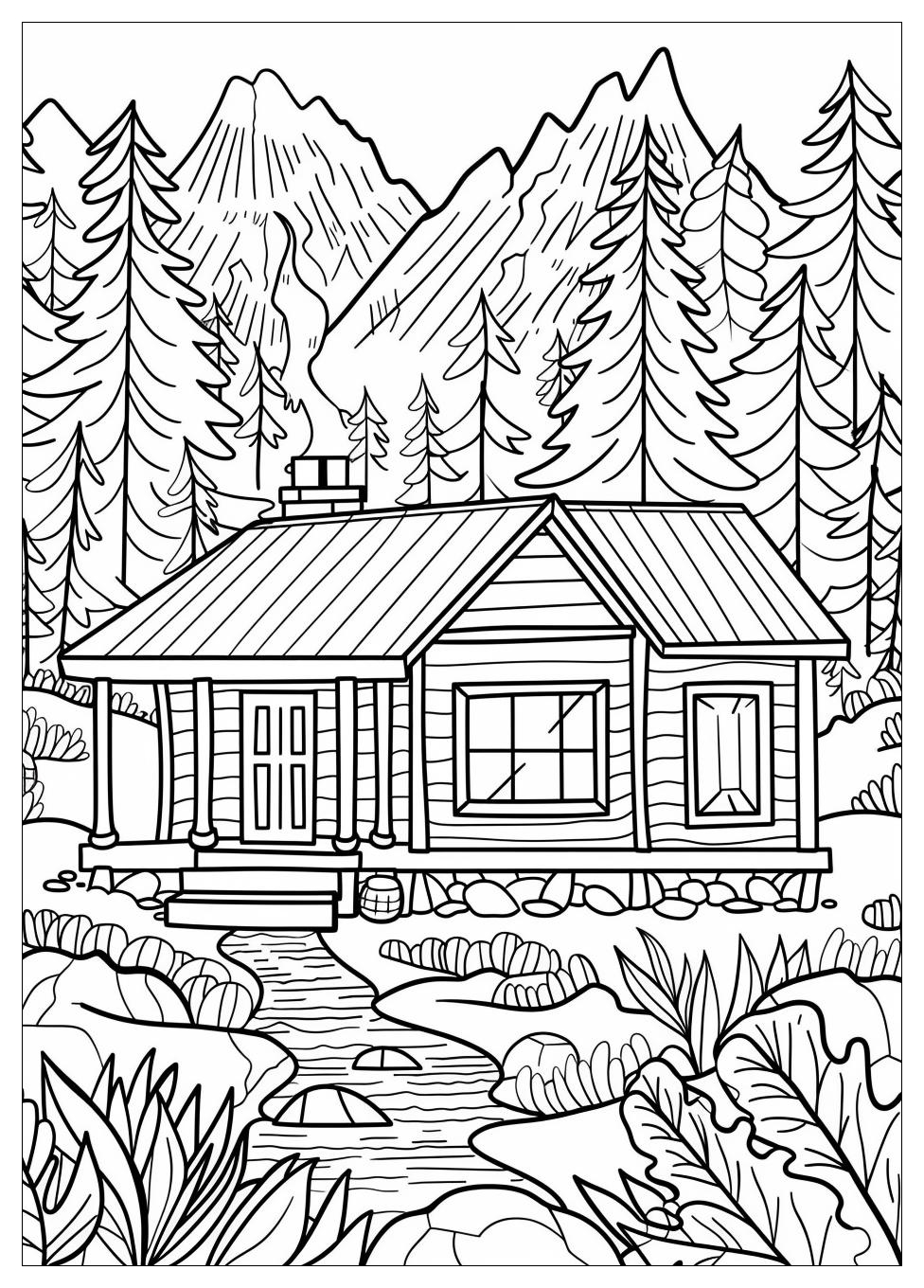 Cabin Coloring Pages-1