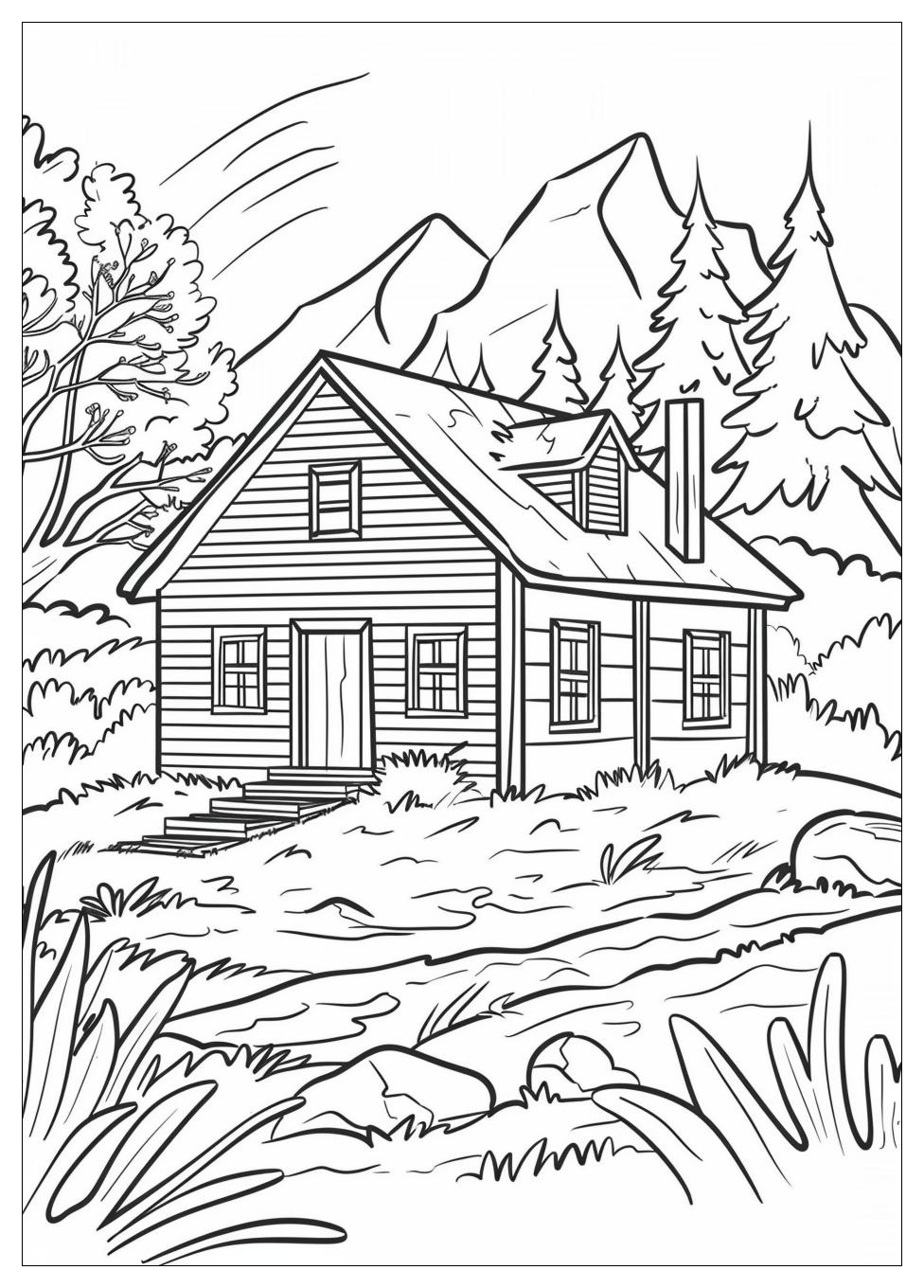 Cabin Coloring Pages-12