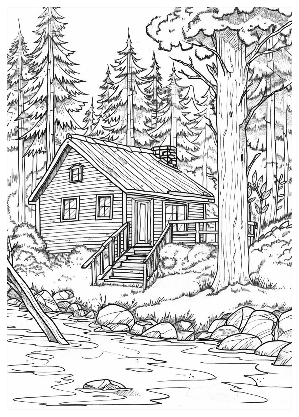 Cabin Coloring Pages-14