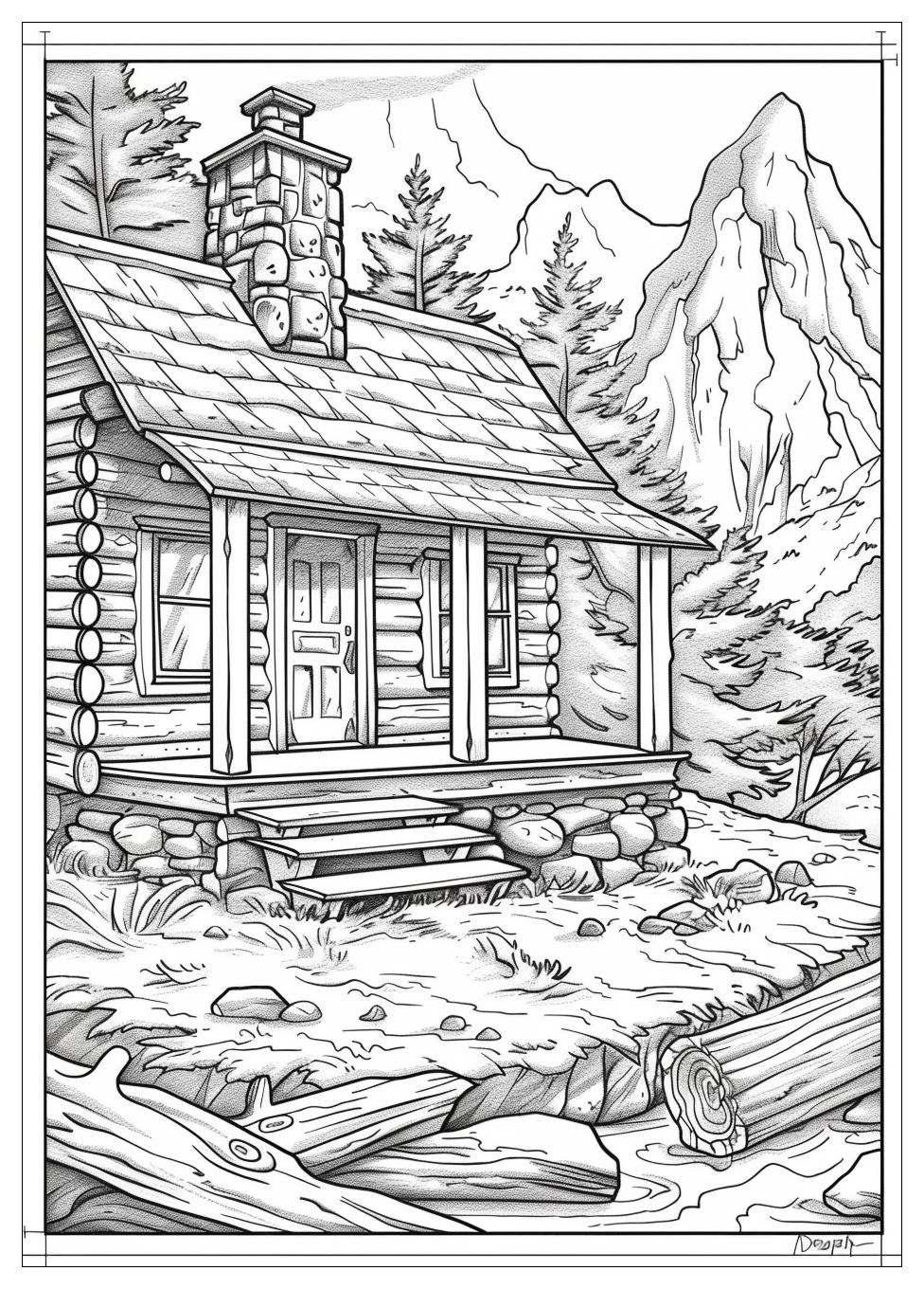 Cabin Coloring Pages-16