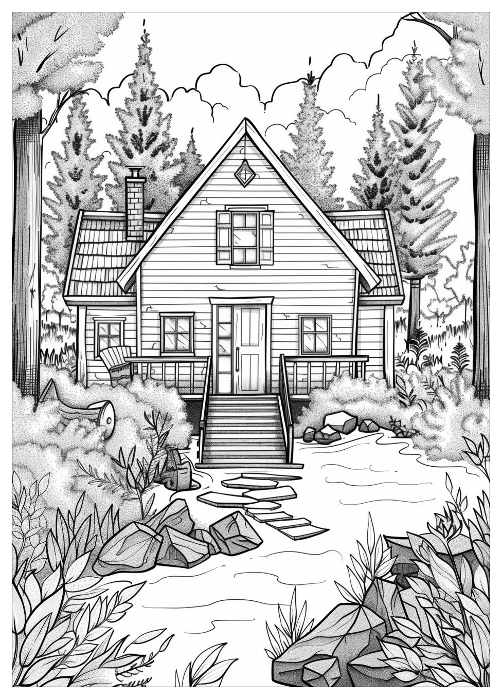 Cabin Coloring Pages-17