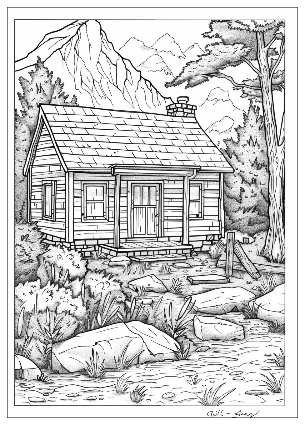 Cabin Coloring Pages-8