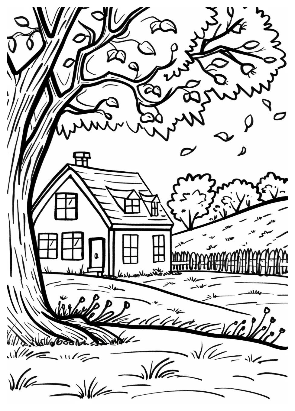 Fall Scene Coloring Pages-1