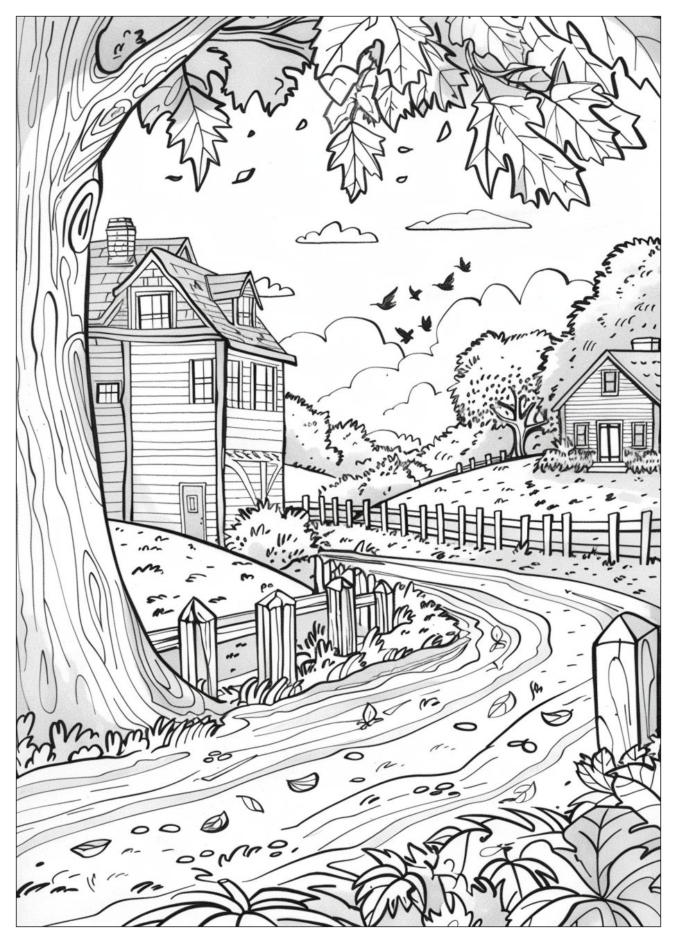 Fall Scene Coloring Pages-11