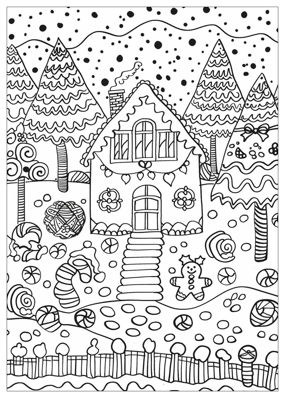 Gingerbread House Coloring Pages-1