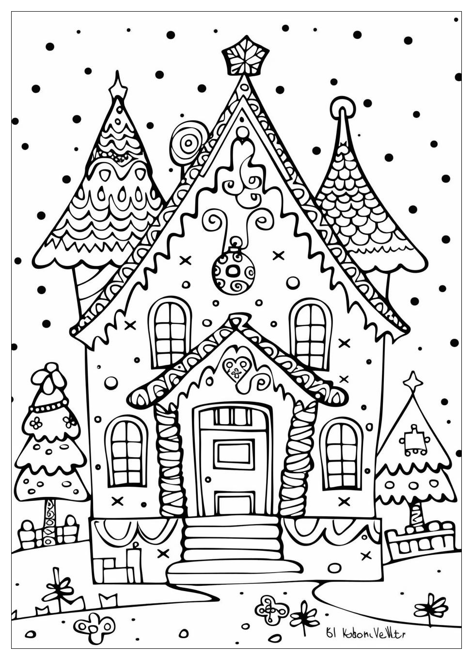 Gingerbread House Coloring Pages-10