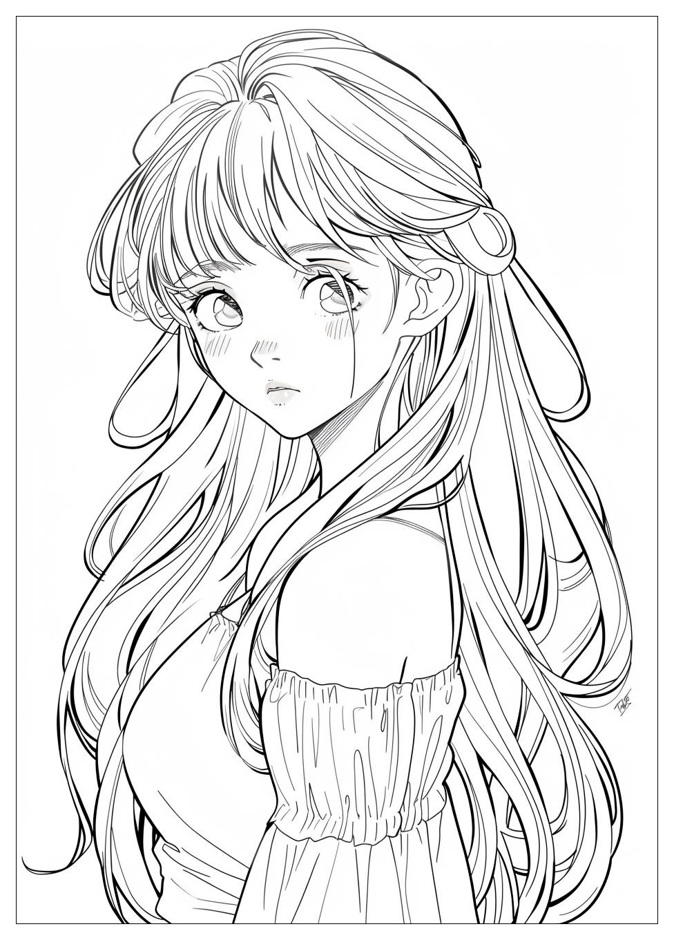 Long Hair Anime Girl Coloring Pages-10