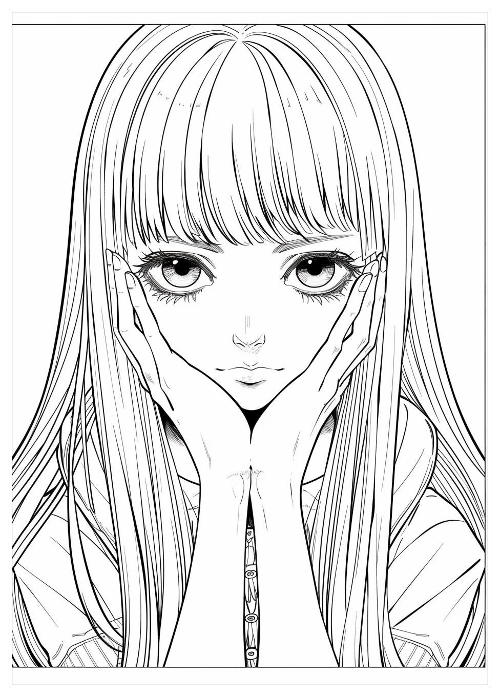 Long Hair Anime Girl Coloring Pages-11