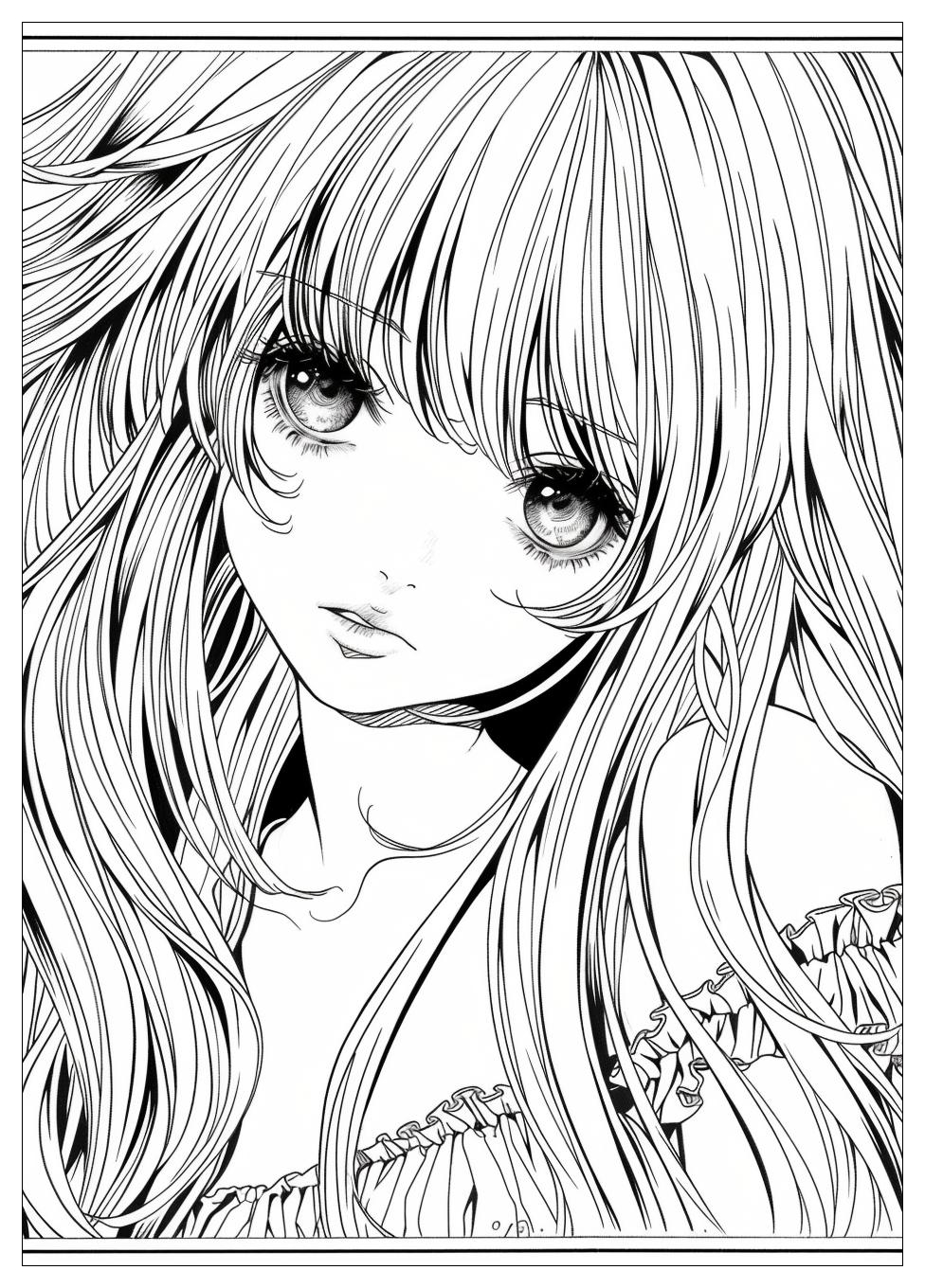 Long Hair Anime Girl Coloring Pages-12