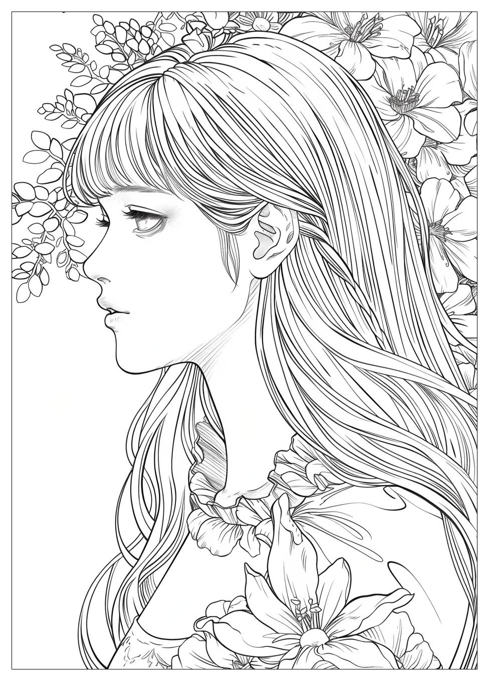 Long Hair Anime Girl Coloring Pages-13