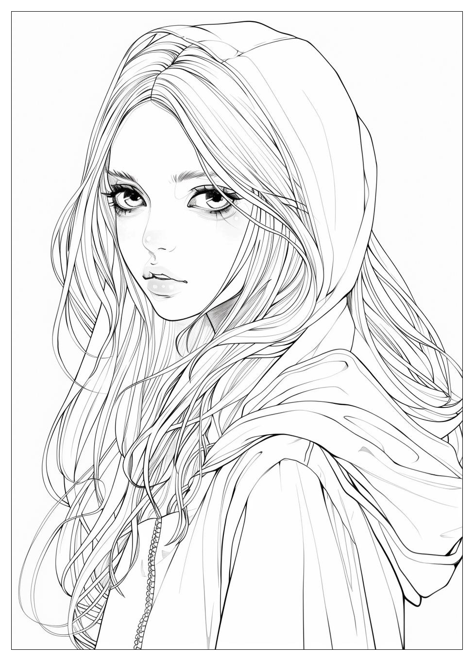 Long Hair Anime Girl Coloring Pages-14