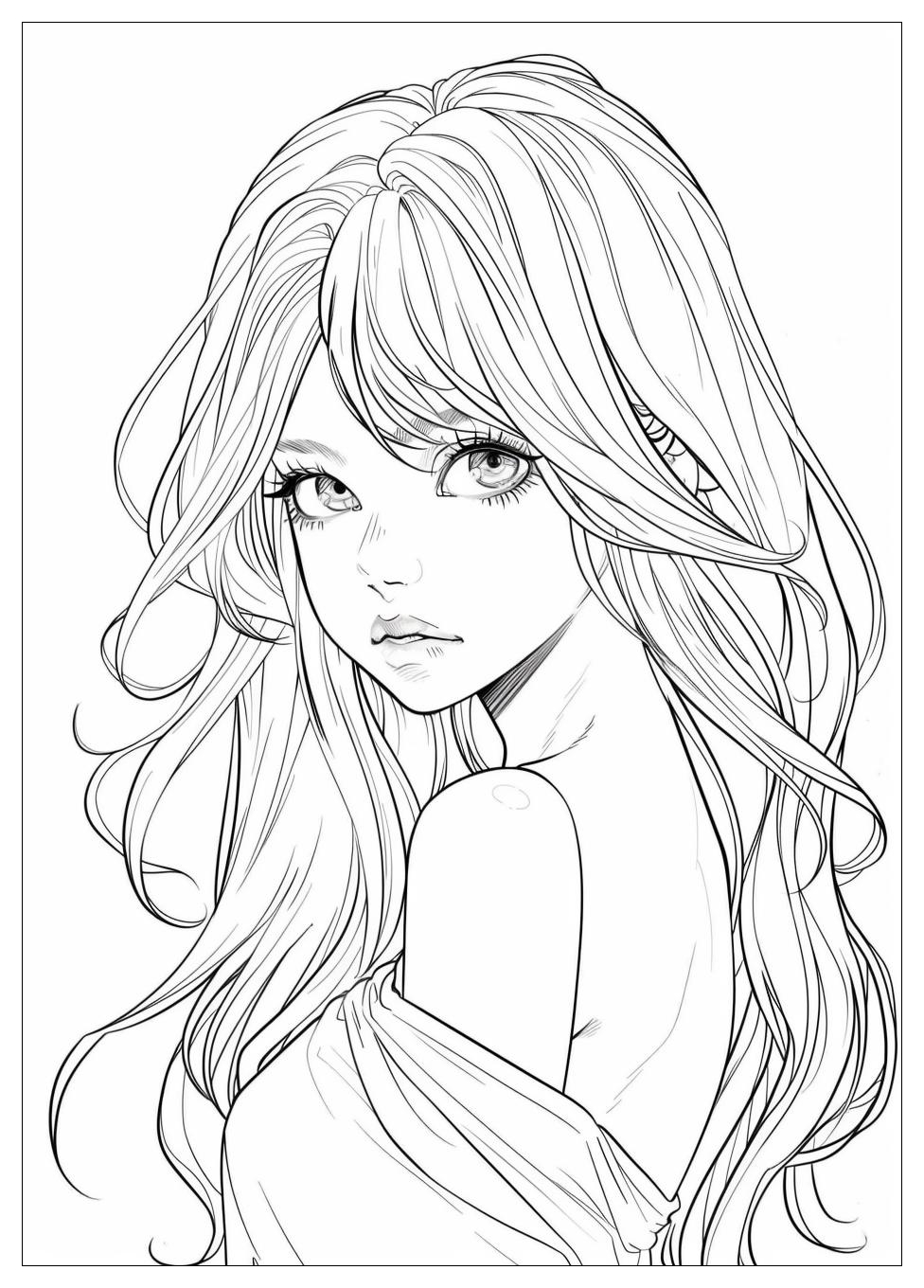 Long Hair Anime Girl Coloring Pages-16