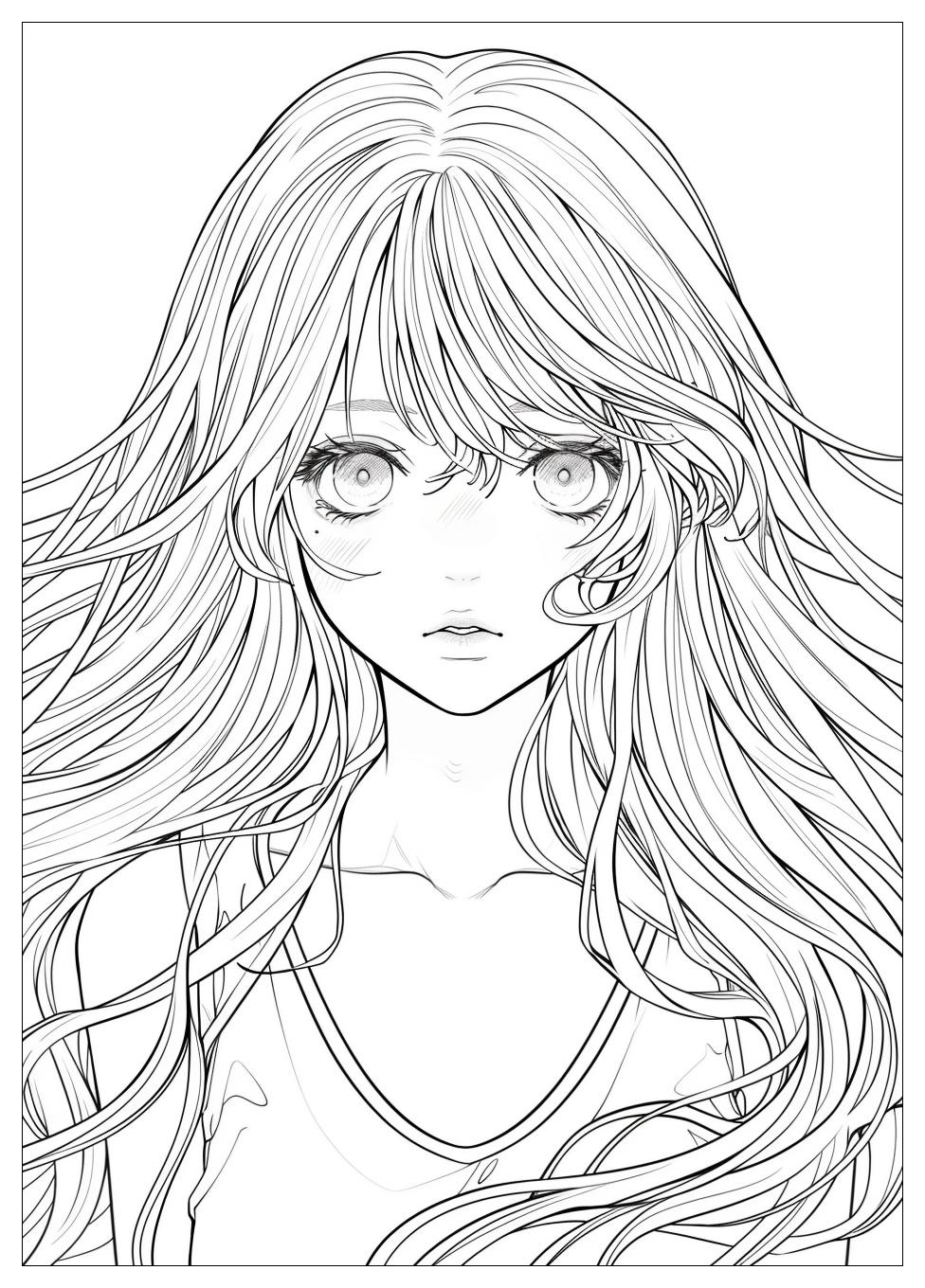 Long Hair Anime Girl Coloring Pages-18