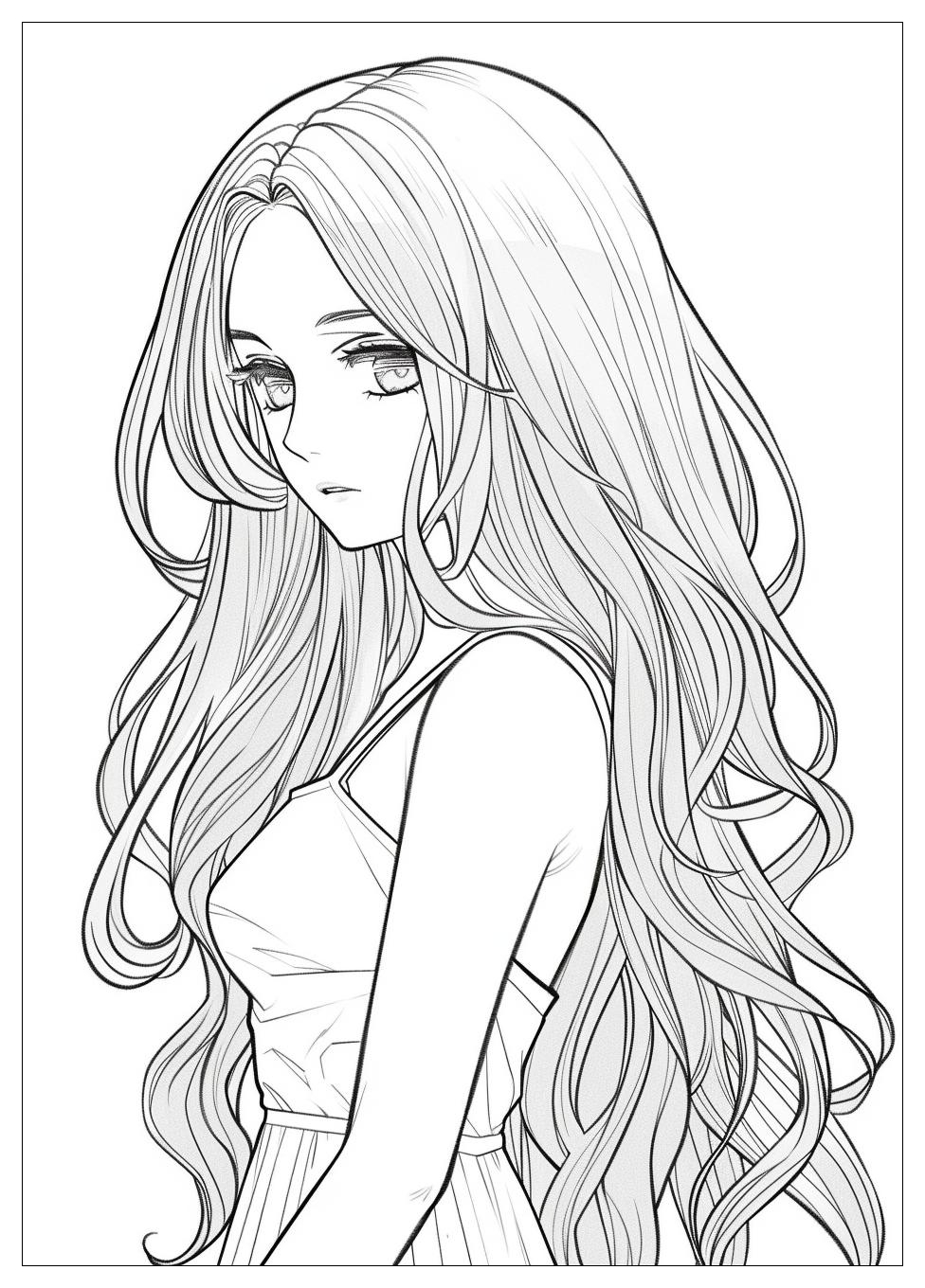 Long Hair Anime Girl Coloring Pages-19