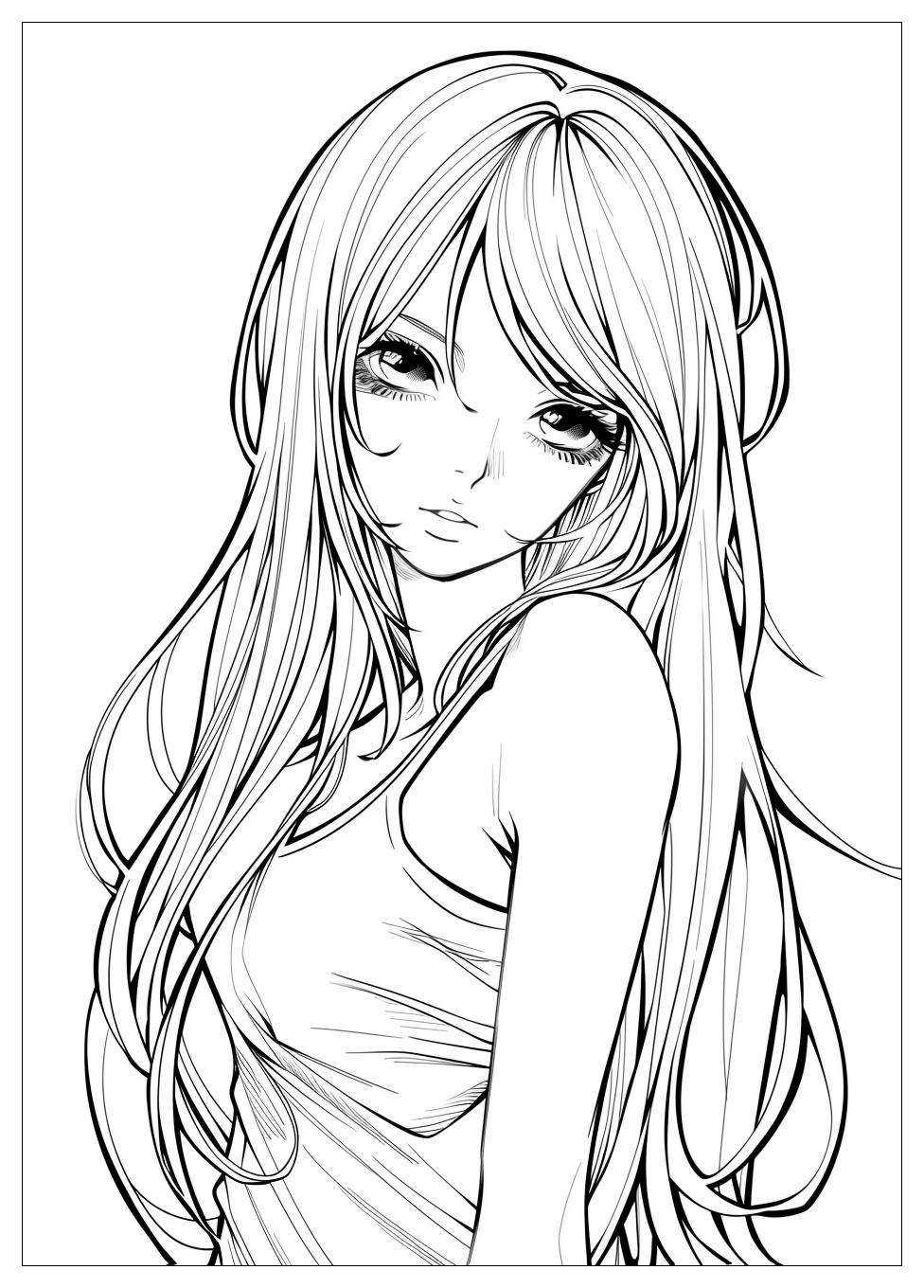 Long Hair Anime Girl Coloring Pages-20