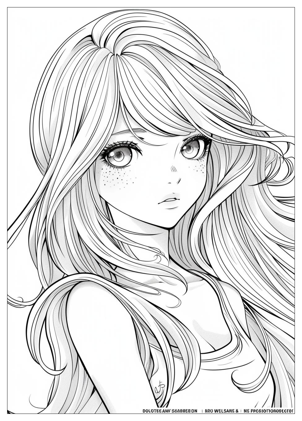 Long Hair Anime Girl Coloring Pages-3