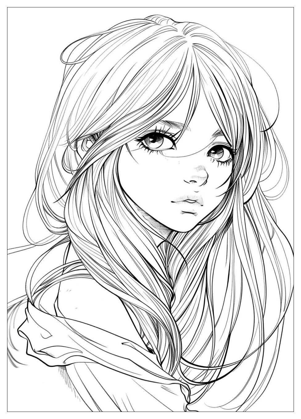 Long Hair Anime Girl Coloring Pages-5