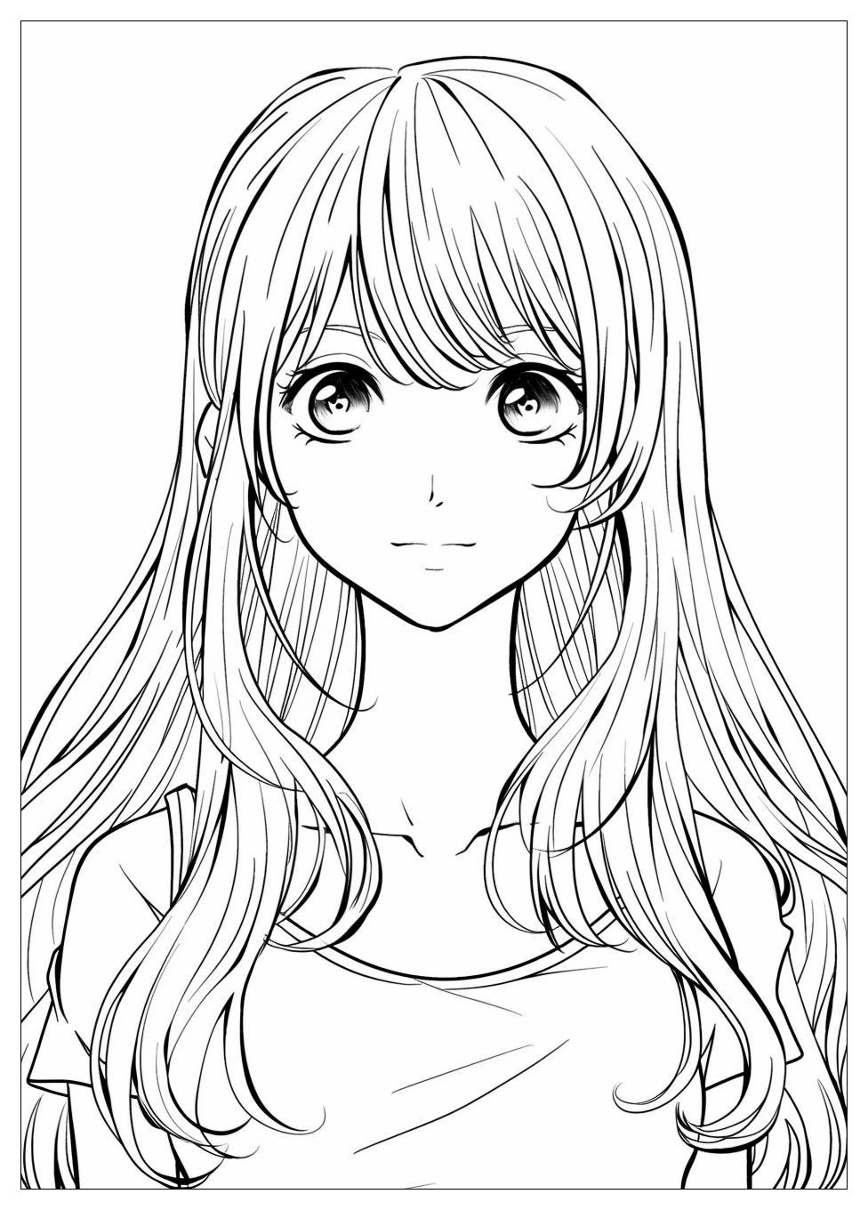 Long Hair Anime Girl Coloring Pages-6