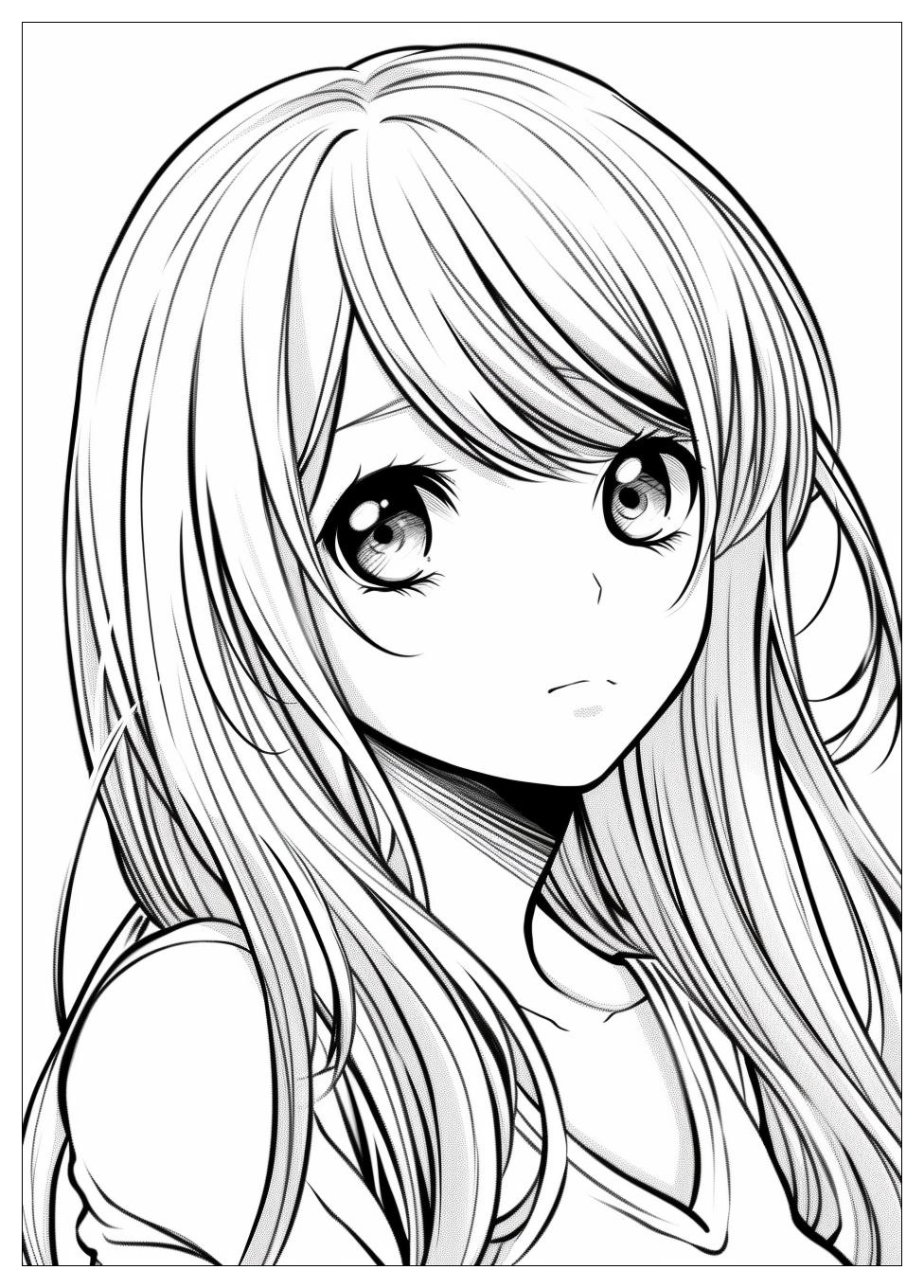 Long Hair Anime Girl Coloring Pages-7