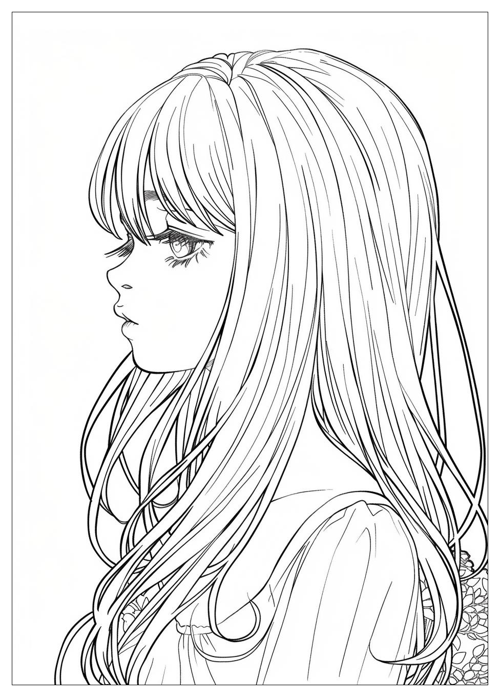 Long Hair Anime Girl Coloring Pages-8