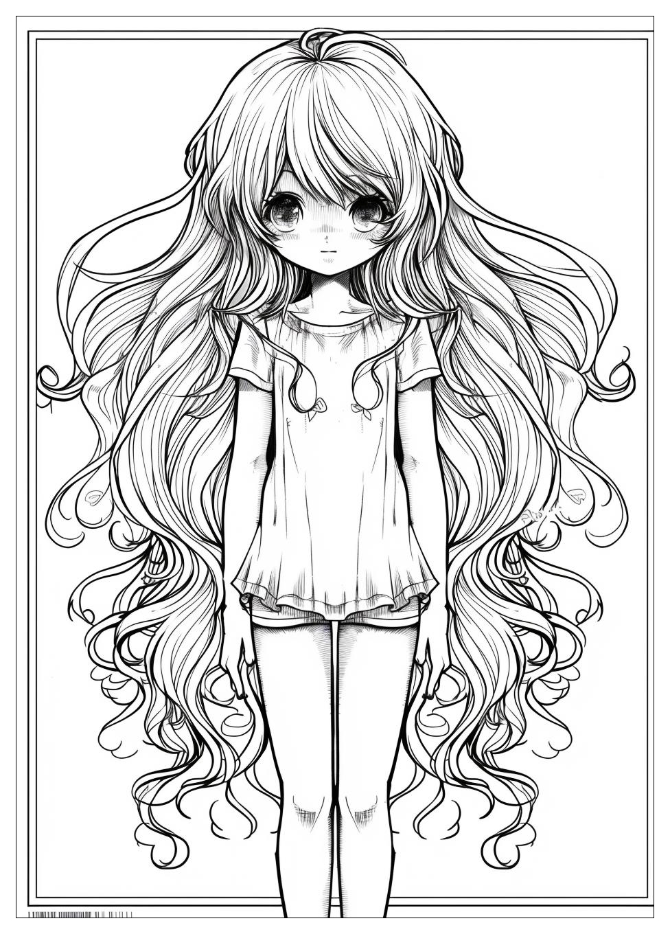 Long Hair Anime Girl Coloring Pages-9