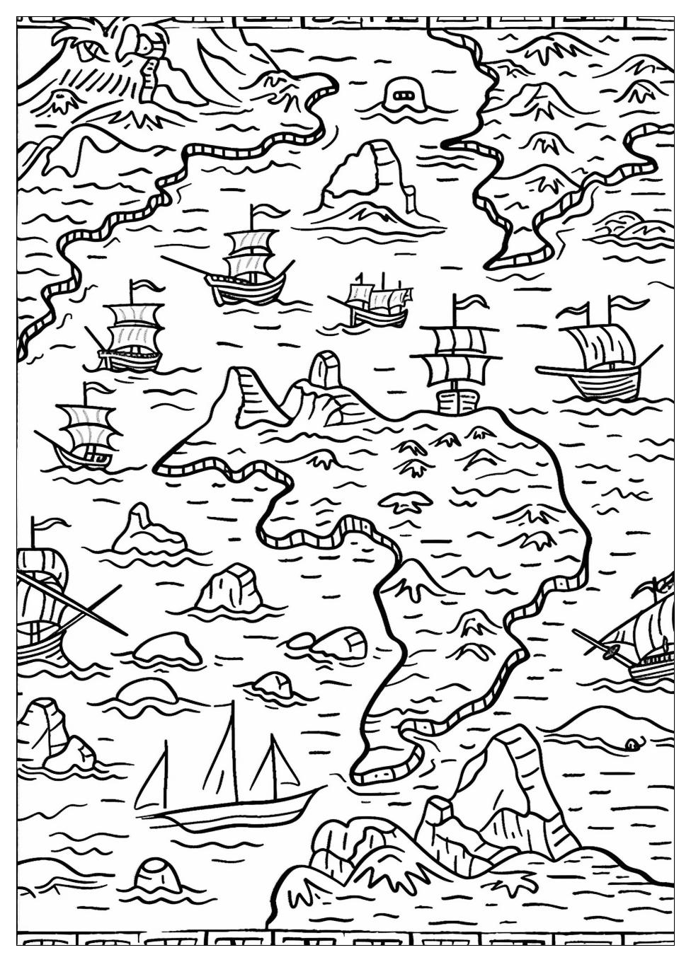 Pirate Map Coloring Pages-1