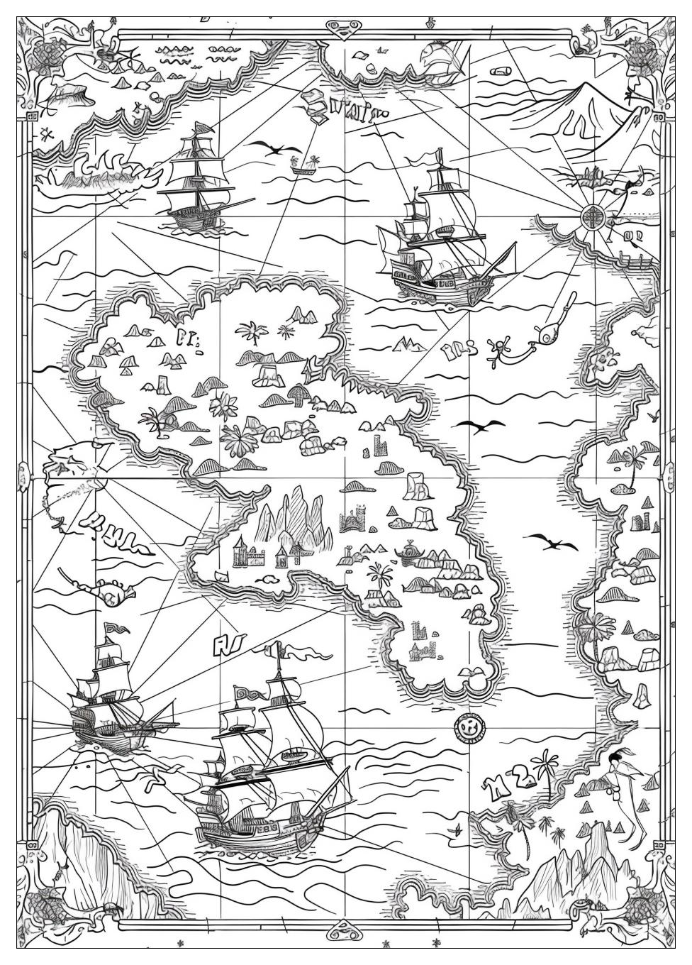 Pirate Map Coloring Pages-13