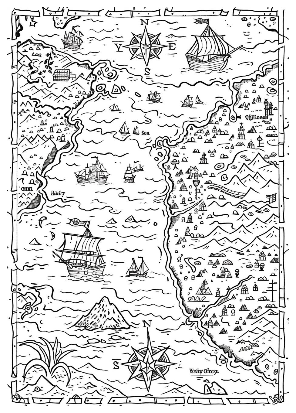 Pirate Map Coloring Pages-15