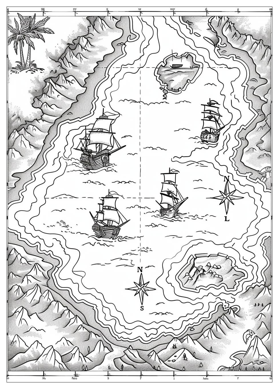 Pirate Map Coloring Pages-17