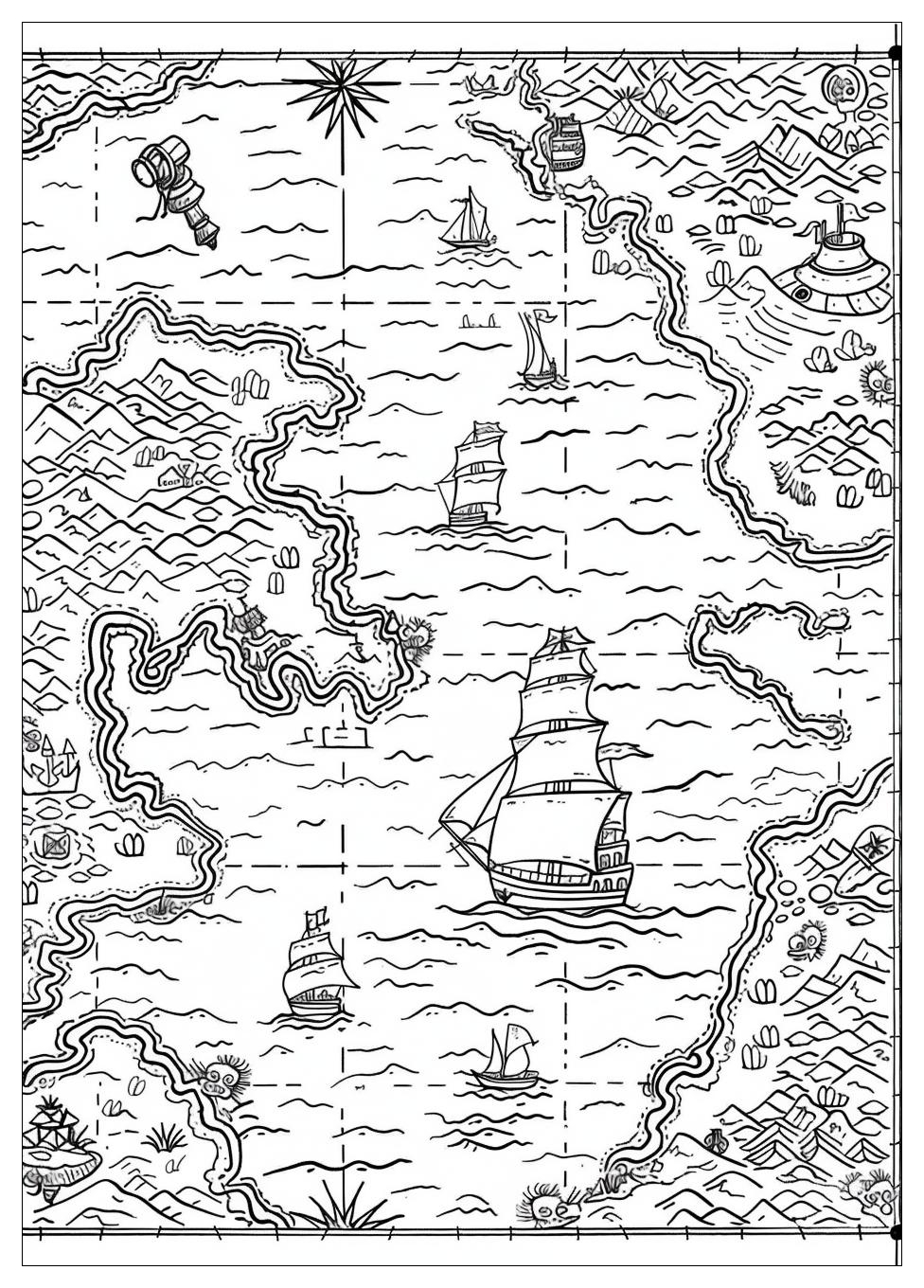 Pirate Map Coloring Pages-18