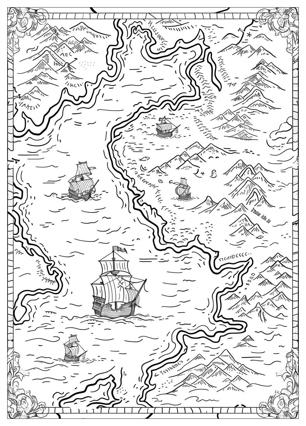 Pirate Map Coloring Pages-19