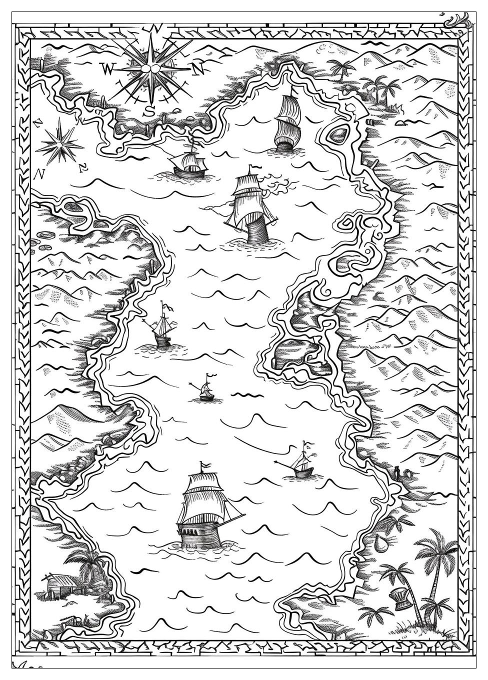 Pirate Map Coloring Pages-20