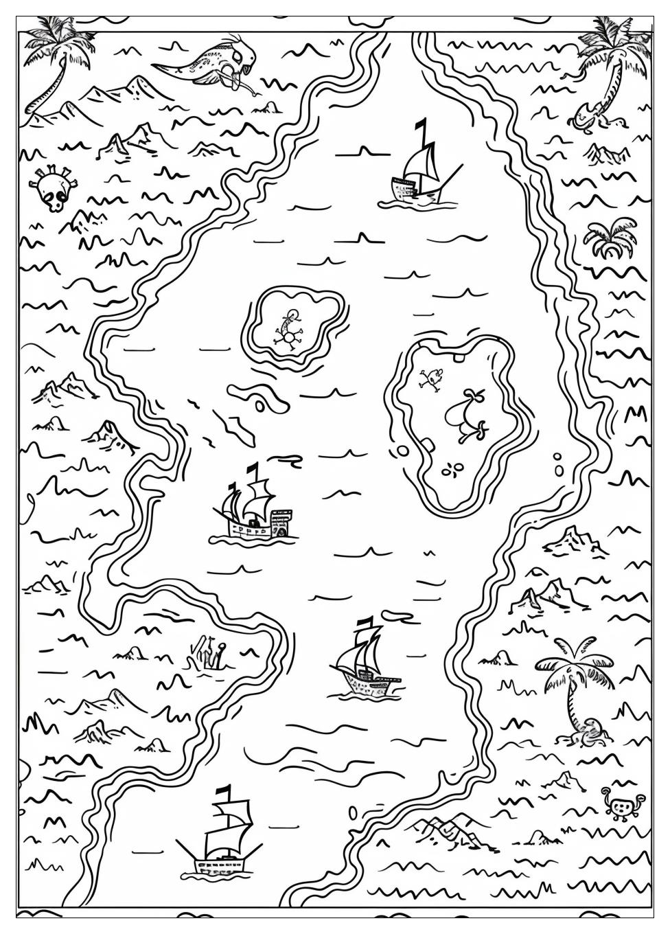 Pirate Map Coloring Pages-5