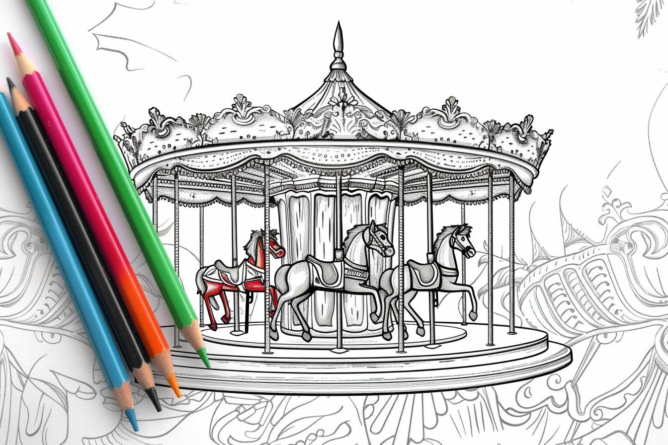 Free Printable PDF Carousel Coloring Pages