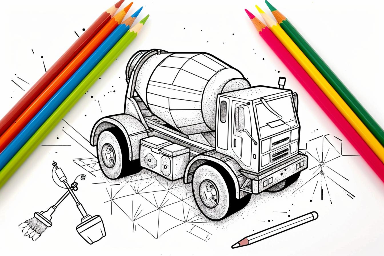 Free Printable PDF Cement Mixer Coloring Pages