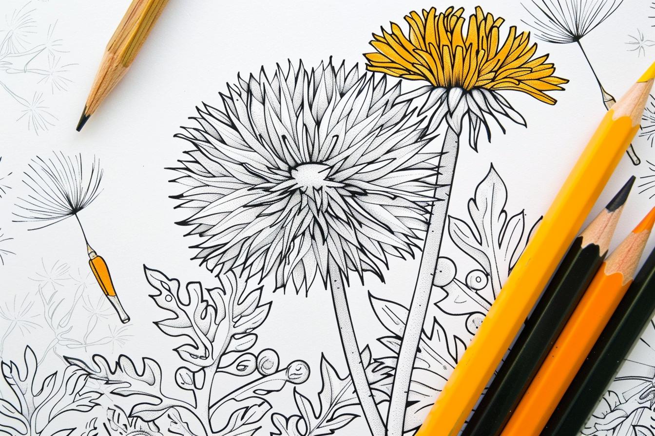 Free Printable PDF Dandelion Coloring Pages