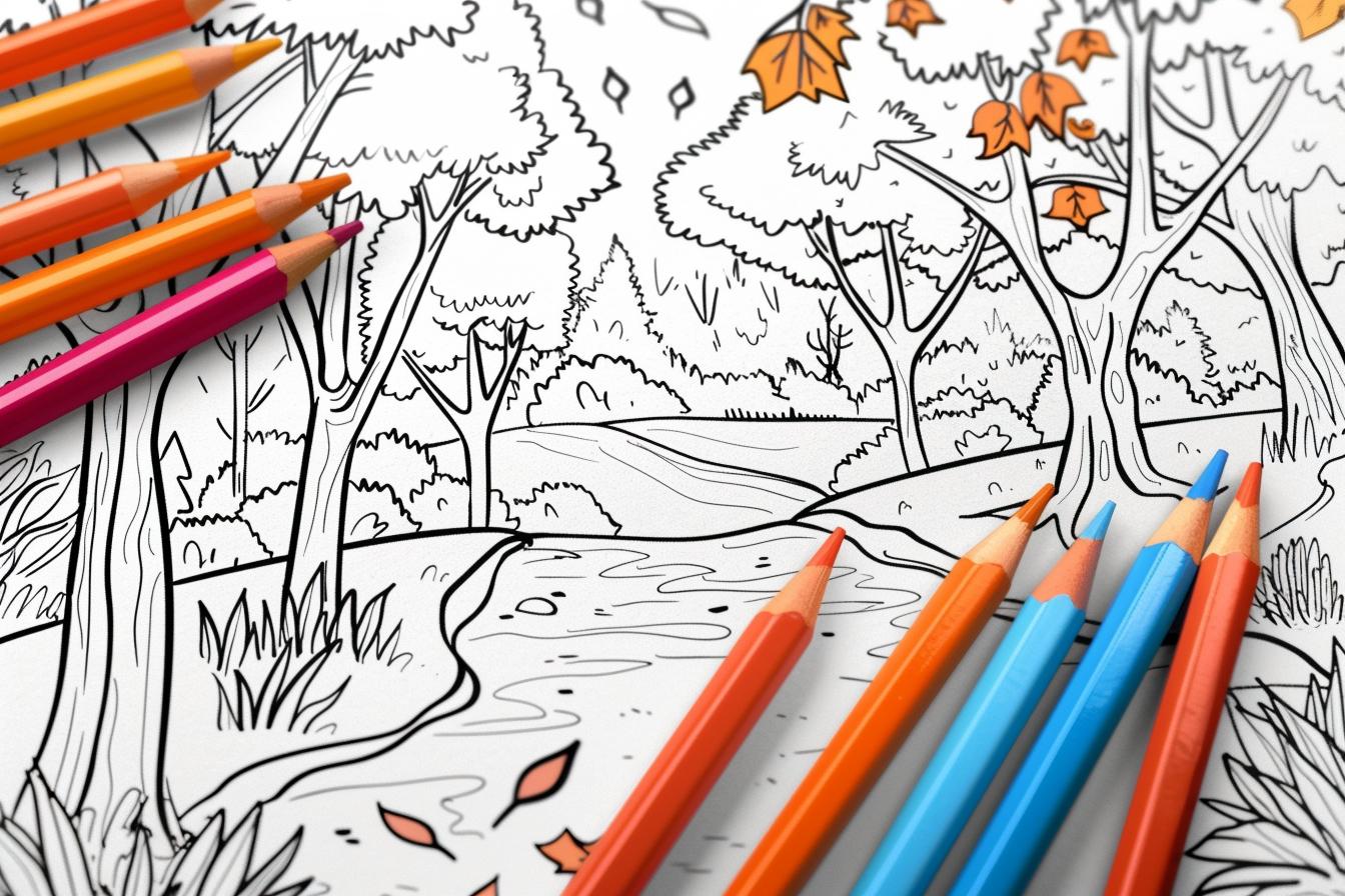 Free Printable PDF Fall Scene Coloring Pages