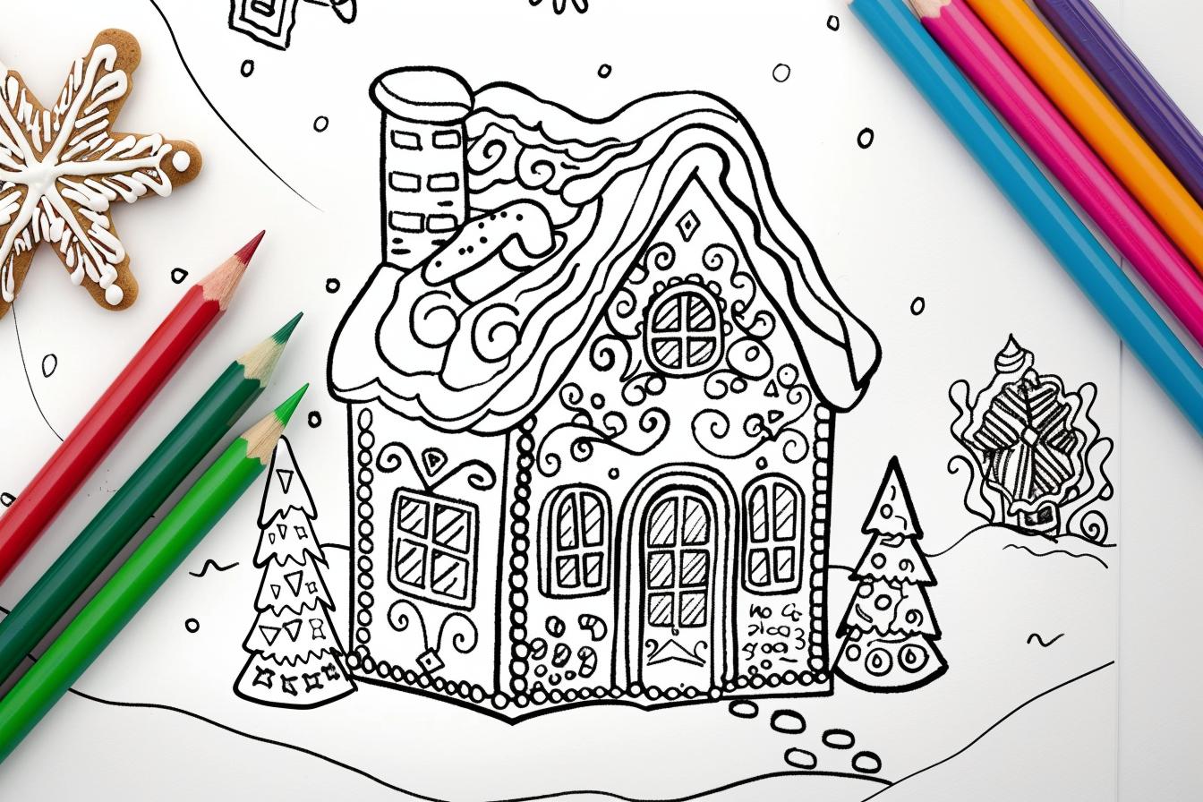 Free Printable PDF Gingerbread House Coloring Pages