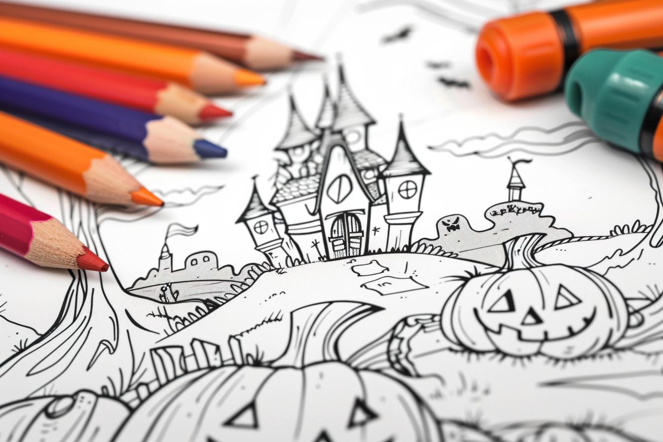 Free Printable PDF Halloween Town Coloring Pages