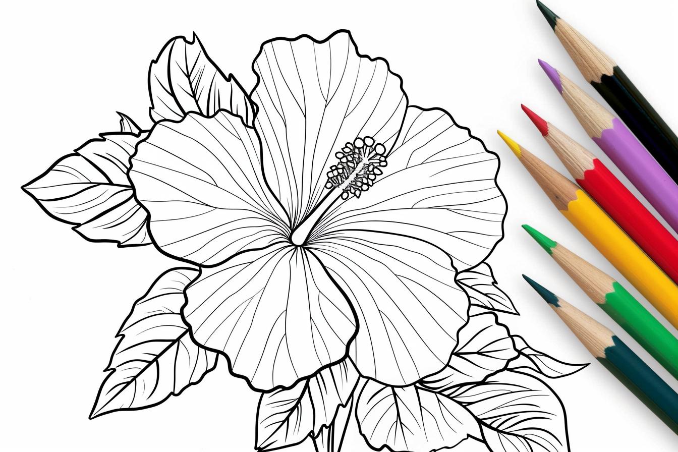 Free Hibiscus Coloring Pages