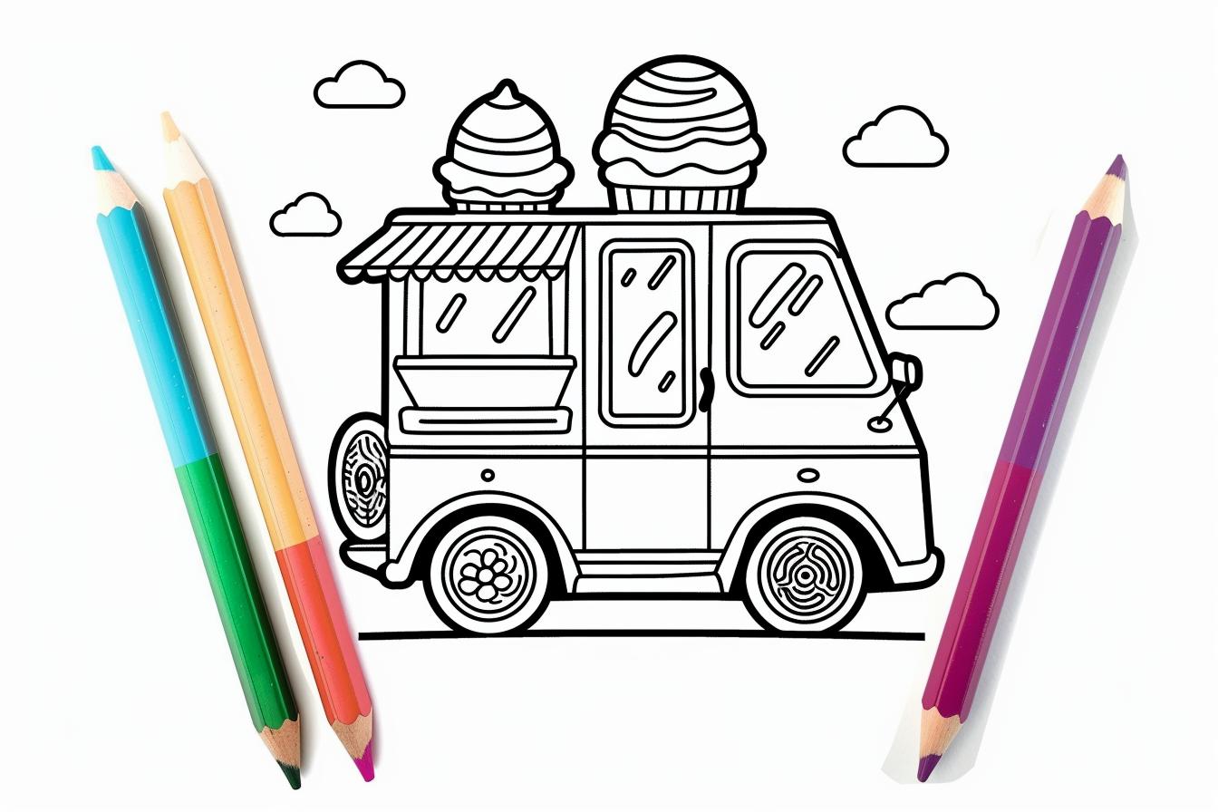 Free Printable PDF Ice Cream Truck Coloring Pages