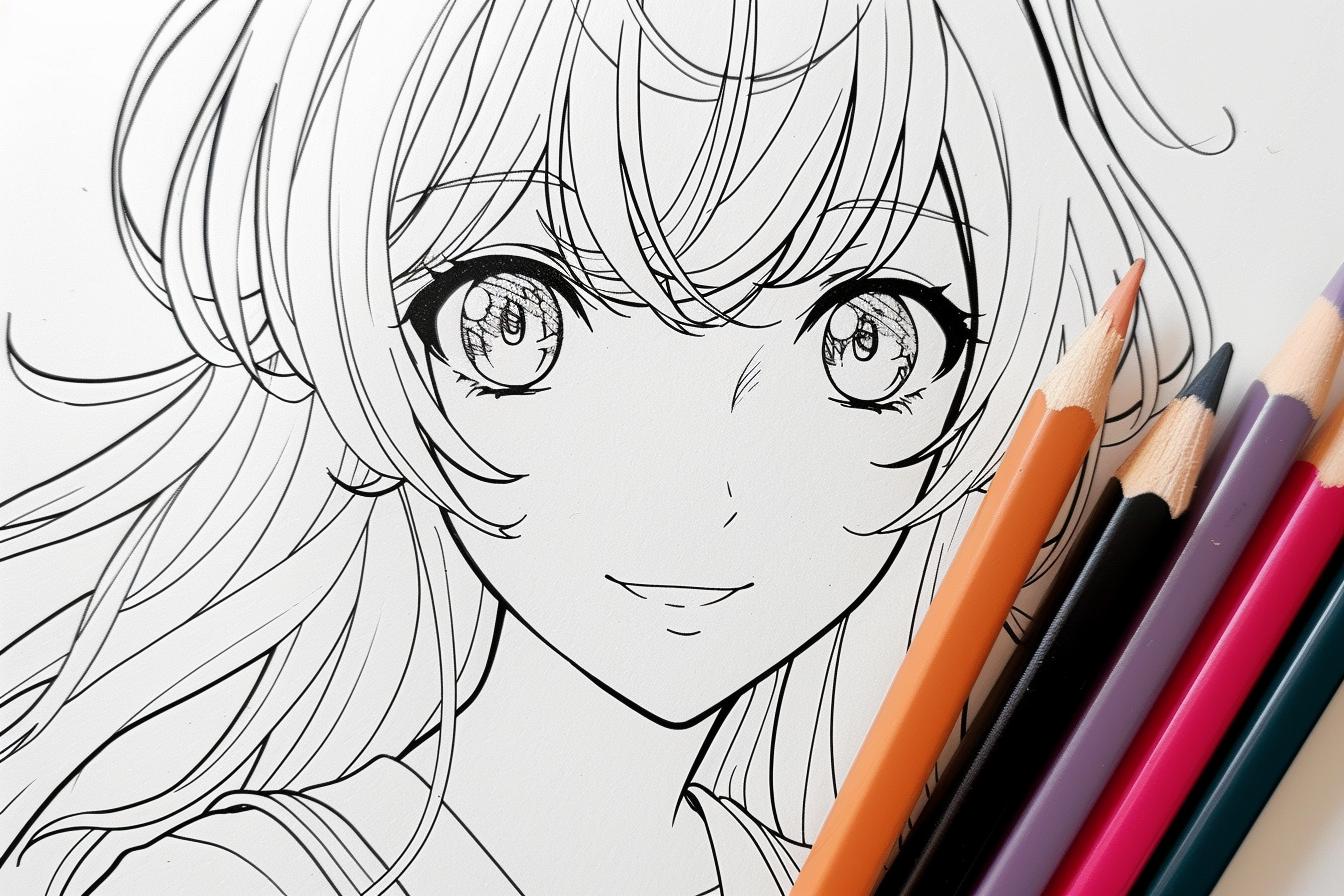 Free Printable PDF Long Hair Anime Girl Coloring Pages